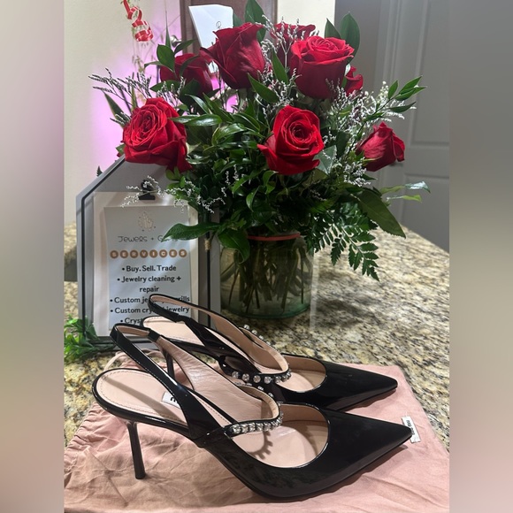 🧿SOLD🧿Miu Miu patent crystal-strap slingback pumps - Picture 2 of 10
